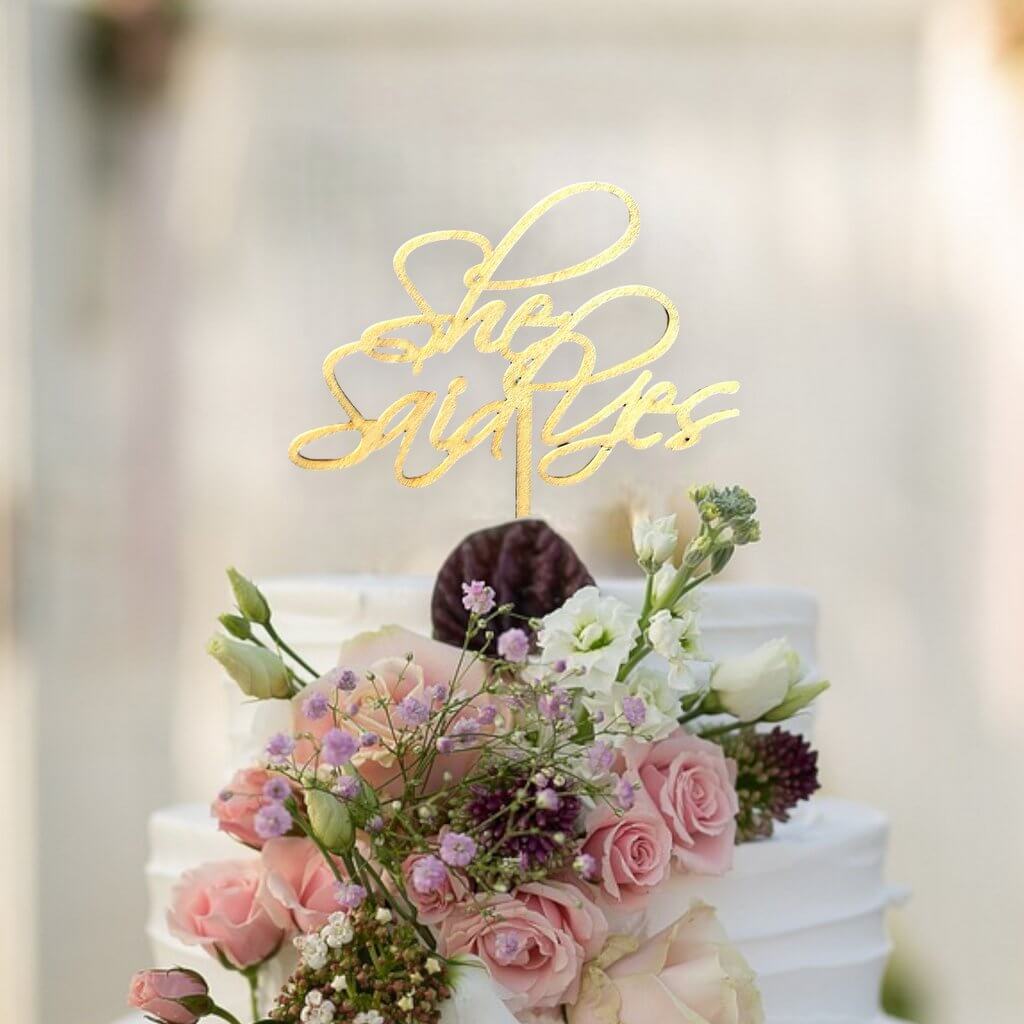 Online Party Supplies Australia wooden she said yes bridal engagement cake topper
