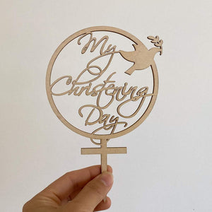 Wooden My Christening Day Dove Cake Topper - Christening / Baptism / Baby Shower Cake Decorations