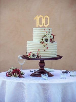 Wooden Number 100 Cake Topper - Happy 100th one hundred birthday party celebrations