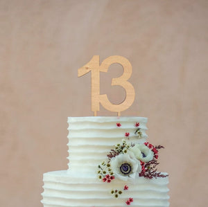 Wooden Number 13 Birthday Cake Topper - happy thirteenth 13th birthday