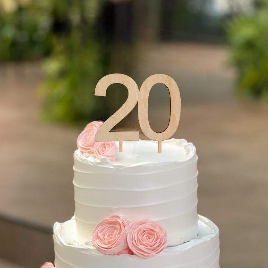 Wooden Number 20 happy 20 twenty 20th birthday Cake Topper