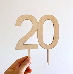 Wooden Number 20 happy 20 twenty 20th birthday Cake Topper