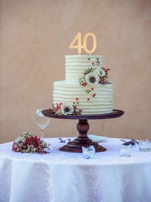 Wooden Number 40 happy 40th fortieth birthday Cake Topper