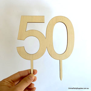 Online Party Supplies Australia  wooden number 50 Cake Topper