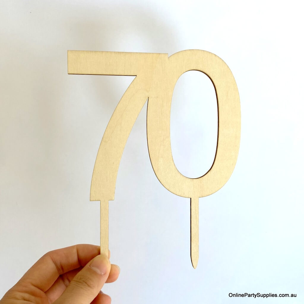 Wooden Number 70 Happy Birthday Cake Topper Australia
