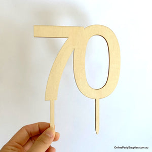 Wooden number 70 Cake Topper happy seventy 70th birthday celebrations
