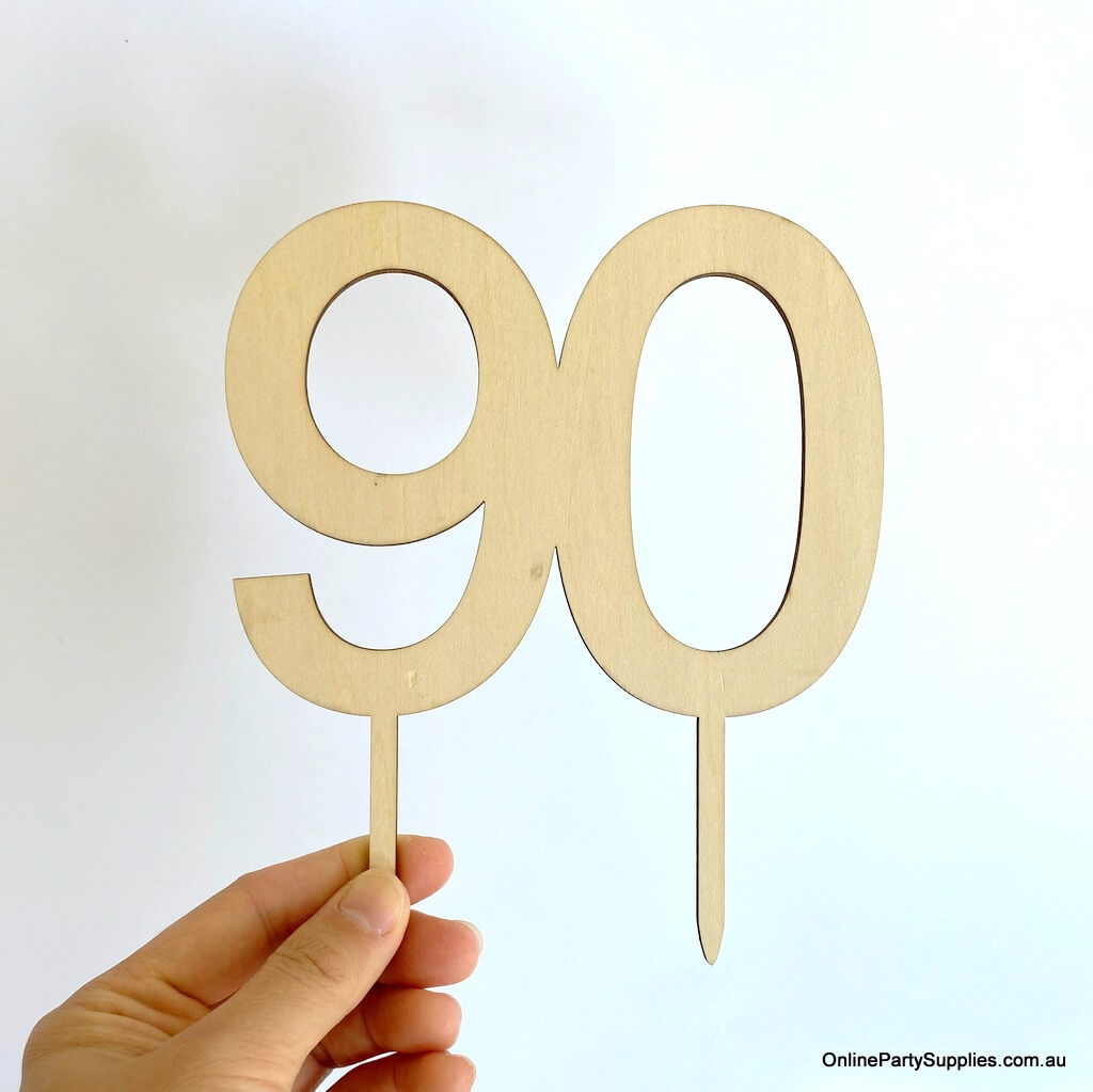 Online Party Supplies Australia wooden number 90 birthday wedding Cake Topper