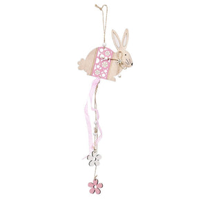 Wooden 'Happy Easter' Bunny Hanging Ornament