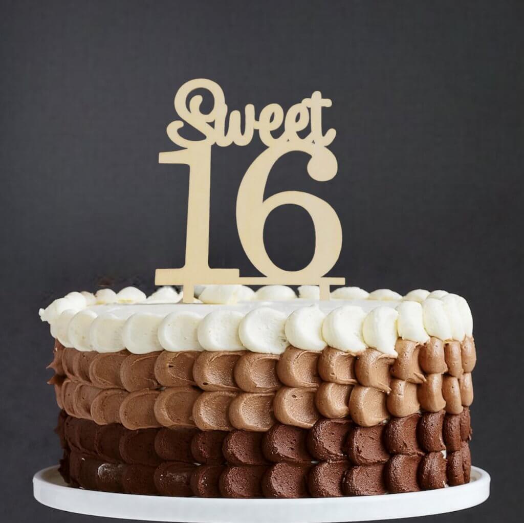 Wooden Sweet 16 Cake Topper - happy 16th birthday cake decorating accessories