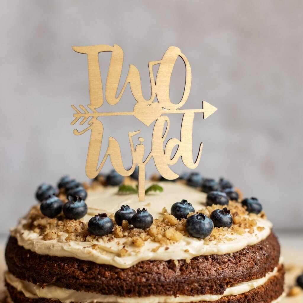 Wooden Two Wild Arrow 2nd Birthday Party Cake Topper