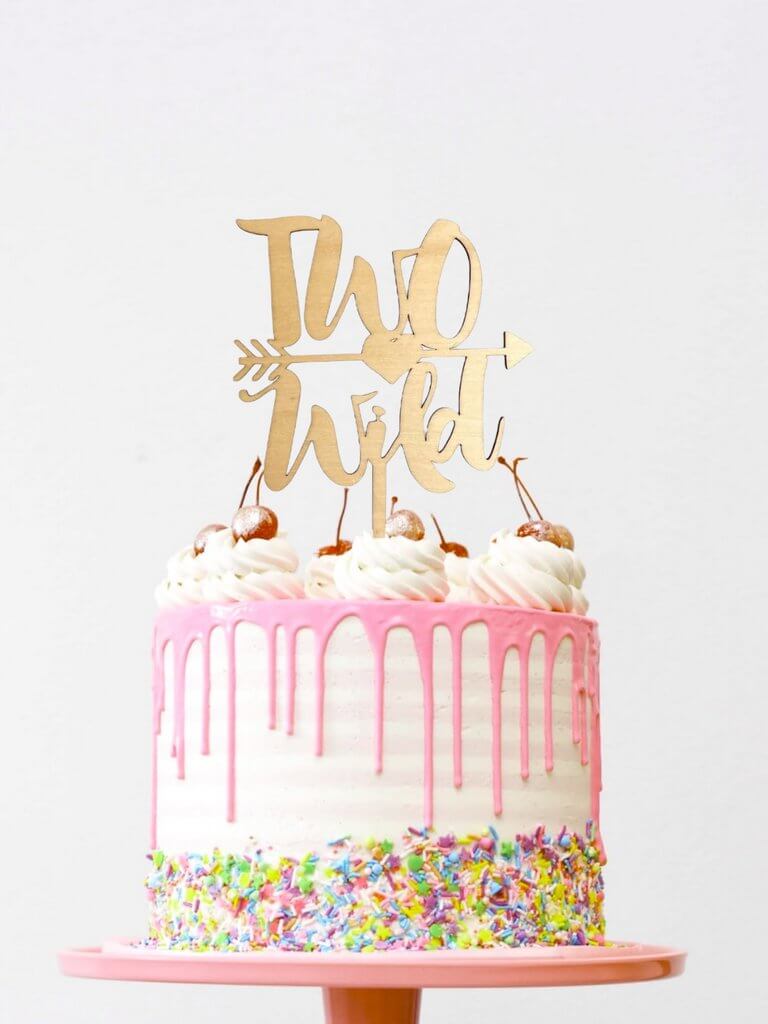 Wooden Two Wild Arrow 2nd Birthday Party Cake Topper