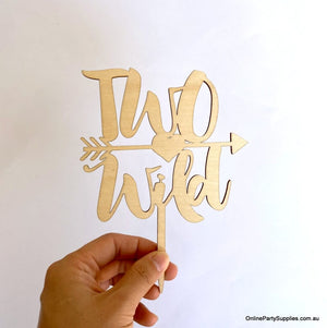 Wooden Two Wild Arrow 2nd Birthday Party Cake Topper