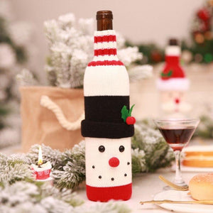 Woollen Snowman Santa Claus Christmas Wine Bottle Cover - Online Party Supplies