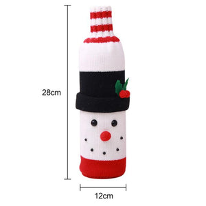 Woollen Snowman Santa Claus Christmas Wine Bottle Cover - Online Party Supplies