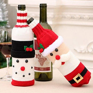 Woollen Snowman Santa Claus Christmas Wine Bottle Cover - Online Party Supplies