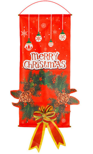 wreath Merry Christmas Door Banner Hanging Ornament - Christmas and New Year Home Party Decorations