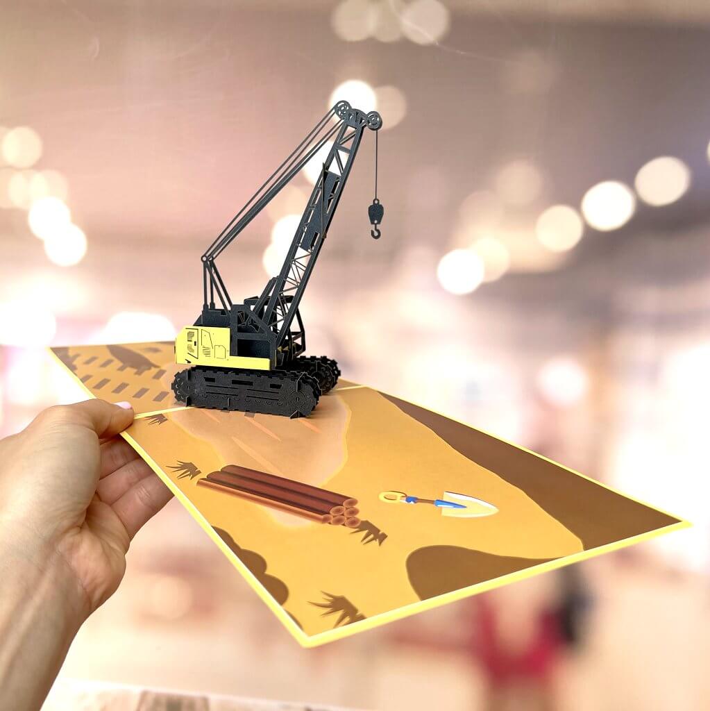 Handmade Premium Crane Truck 3D Pop Up Card