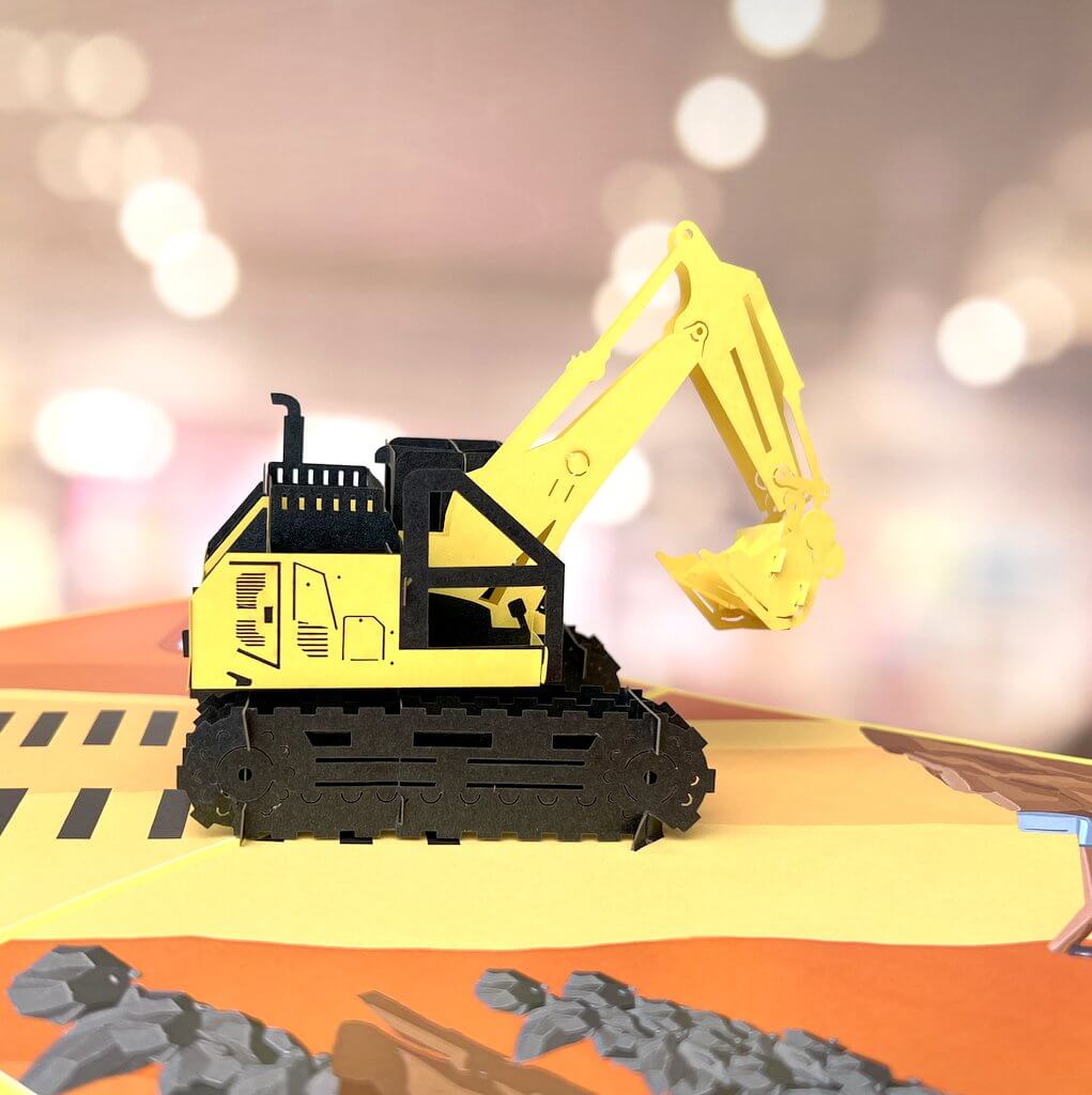 Handmade Premium Excavator Truck 3D Pop Up Card