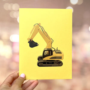 Handmade Premium Excavator Truck 3D Pop Up Card