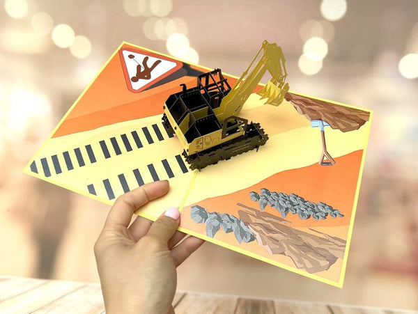 Excavator Digger Truck 3D Pop Up Card - Image 3