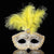 Elegant Tall Feather Lace Masquerade Mask for Women - Yellow