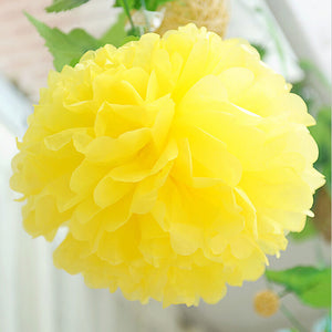 Yellow Tissue Paper Pom Poms Pompoms Balls Flowers Party Hanging Decorations