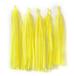 yellow Tissue Paper Tassel Garlands - Online Party Supplies