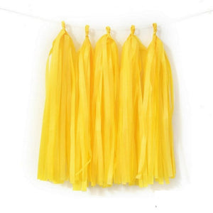 yellow Tissue Paper Tassel Garlands - Online Party Supplies